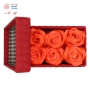 جعبه سورپرایز چرمی قرمز با گلهای نارنجی - کد 006