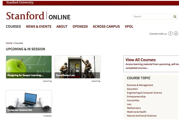 آموزش اینترنتی دانشگاه Stanford