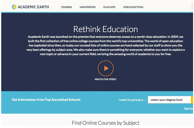آموزش های رایگان Academic Earth